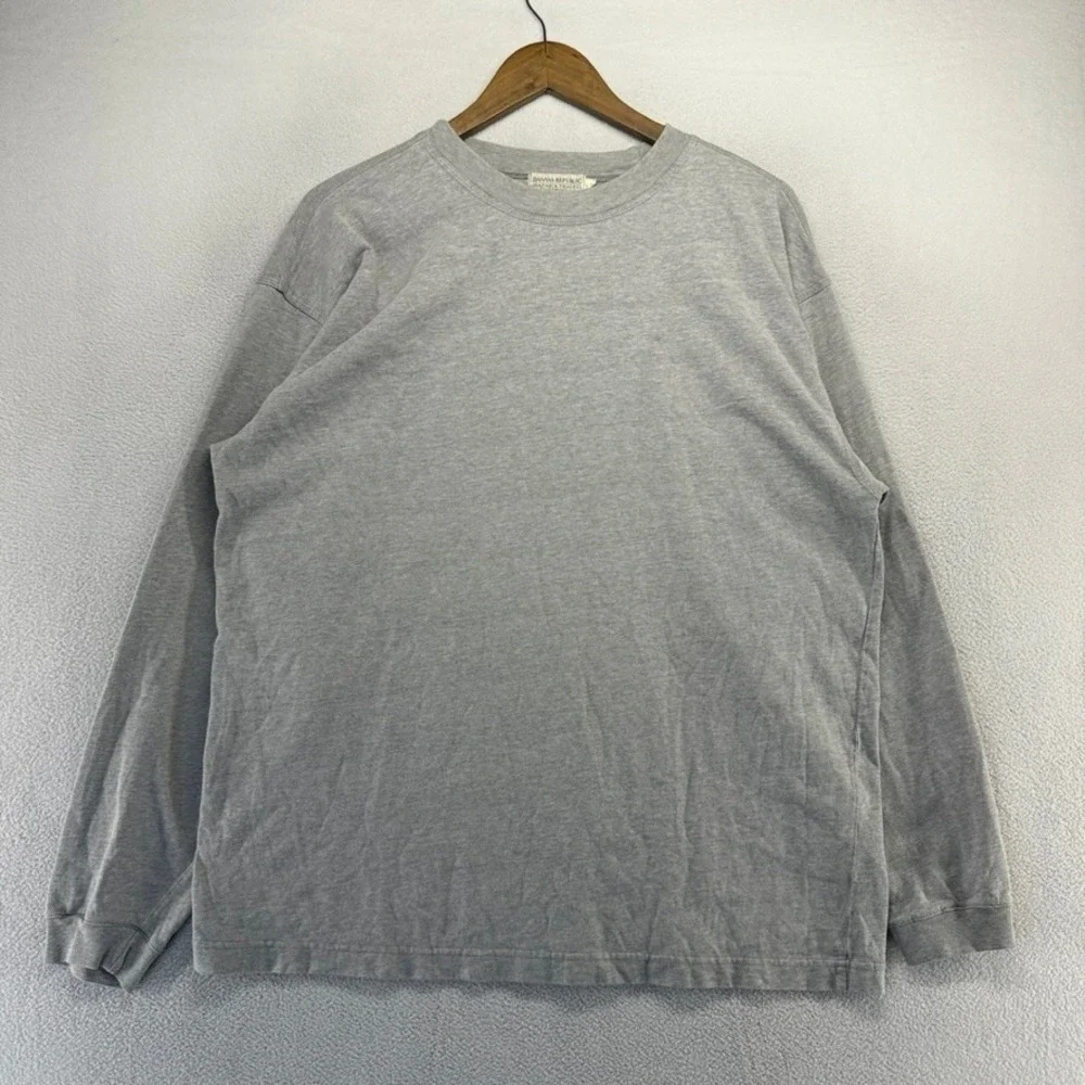 Vintage Banana Republic Blank Shirt Men's Large Gray Safari Travel Crewneck 90s